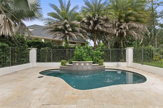 view of swimming pool with a patio