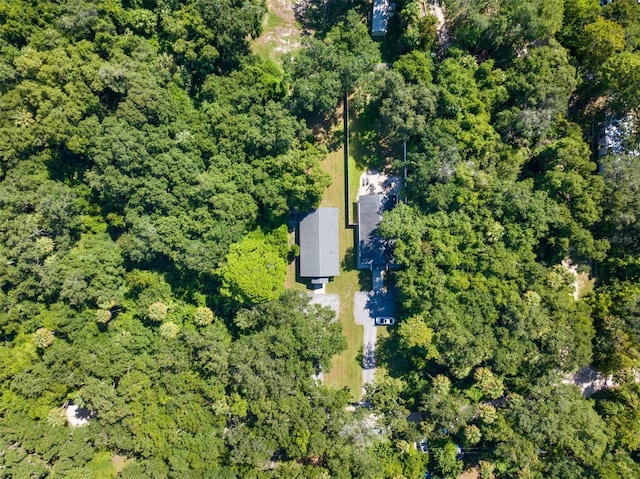 aerial view with a wooded view