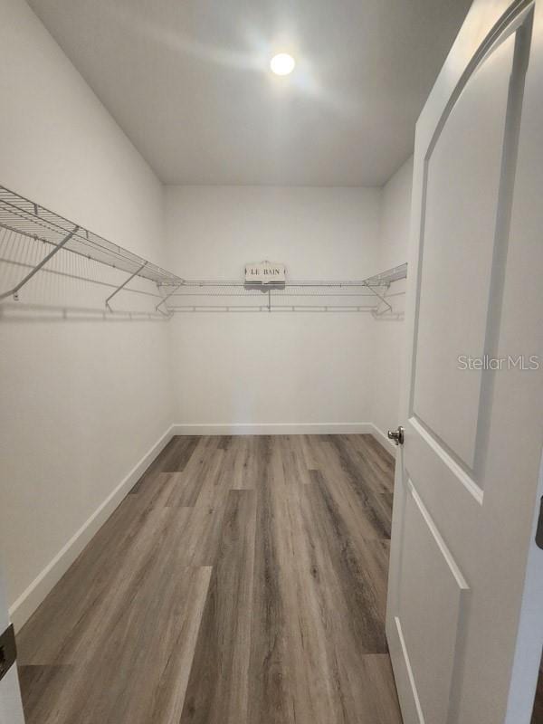 spacious closet featuring hardwood / wood-style flooring