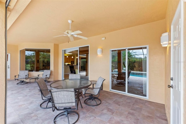 view of patio with ceiling fan