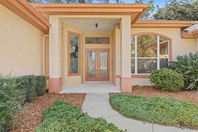 doorway to property featuring french doors