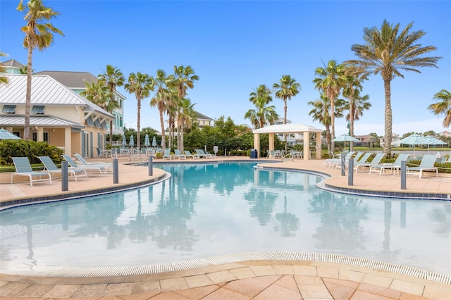 view of pool featuring a patio area