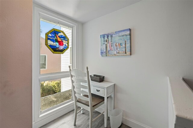 home office featuring light wood-type flooring