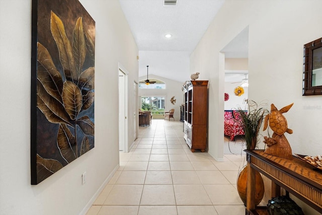 hallway with light tile patterned flooring