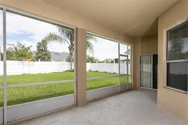 view of unfurnished sunroom