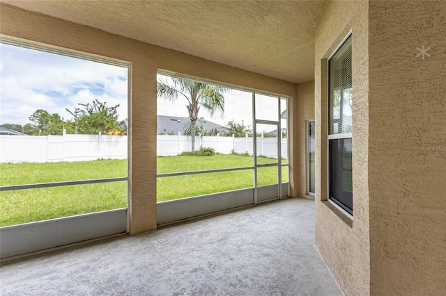 view of unfurnished sunroom