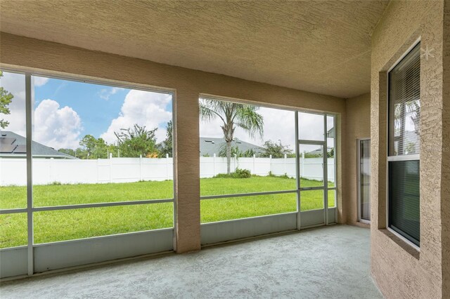 view of unfurnished sunroom