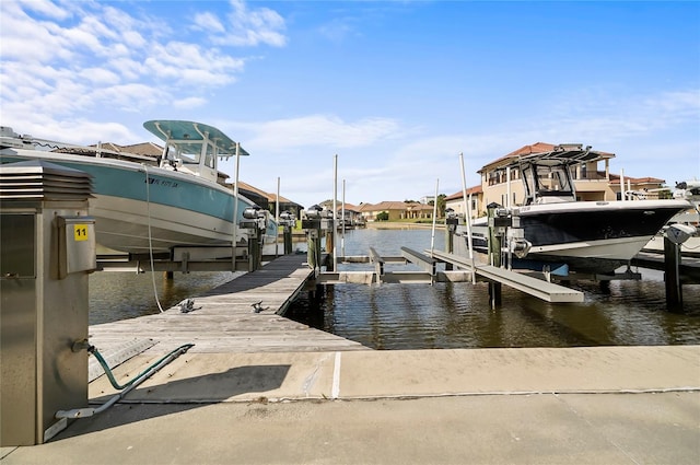 dock area featuring a water view