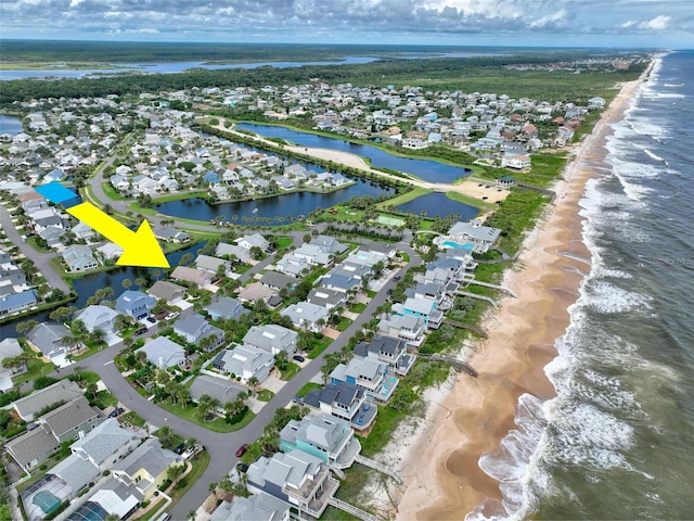 8 Sea Vista Dr, Palm Coast, FL 32137 - birds eye view of property featuring a water view, a view of the beach, and a residential view
