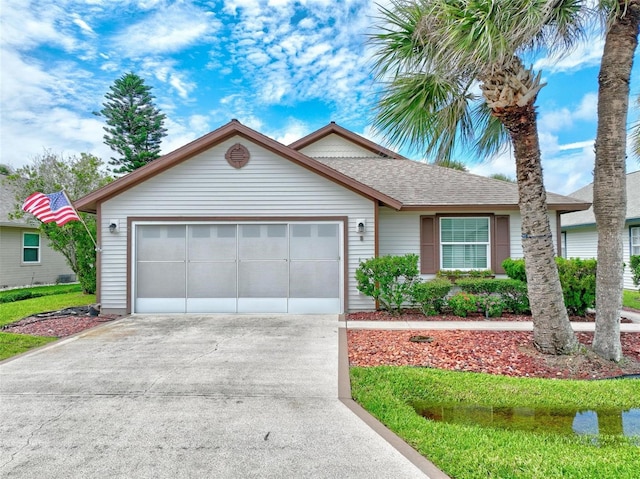8 Sea Vista Dr, Palm Coast, FL 32137 - ranch-style house with concrete driveway, a garage, and roof with shingles