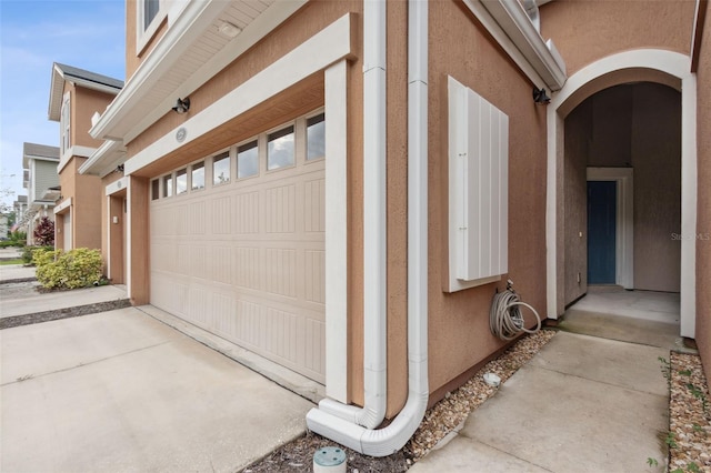 exterior space featuring a garage