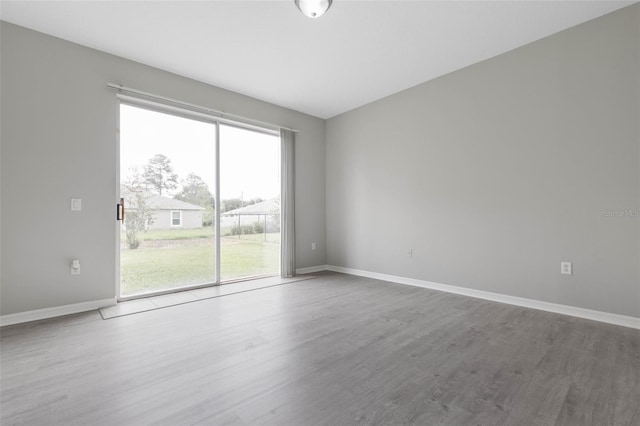 spare room with wood-type flooring