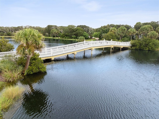 view of dock featuring a water view