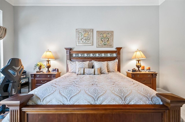 bedroom with ornamental molding