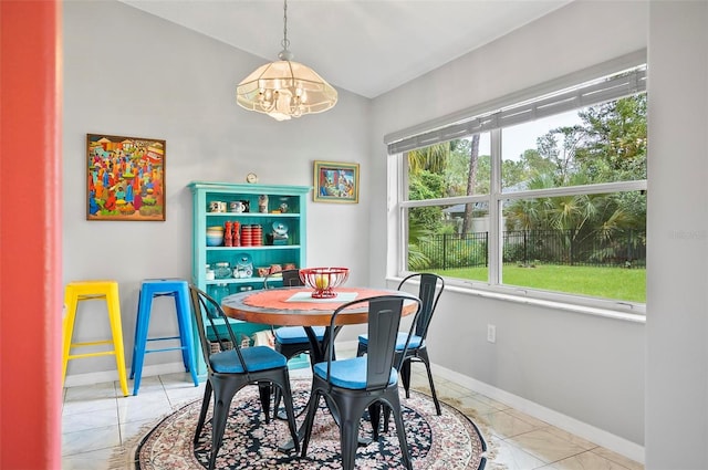 dining room with an inviting chandelier