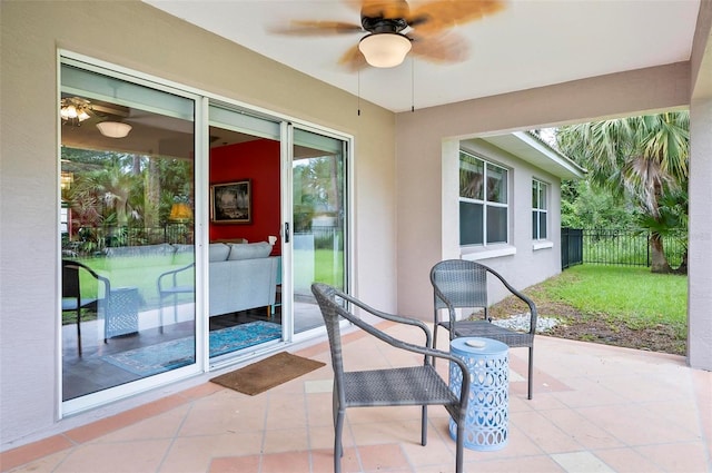 view of patio with ceiling fan