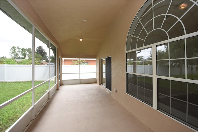 view of unfurnished sunroom