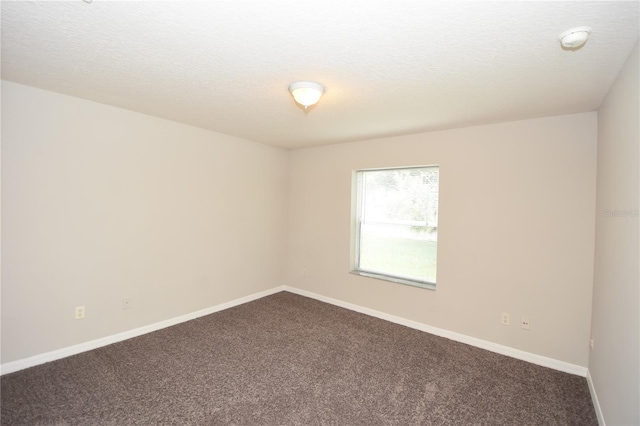 empty room with carpet and a textured ceiling