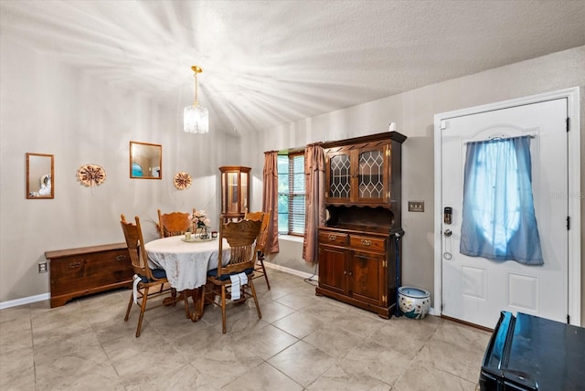 dining room featuring a textured ceiling