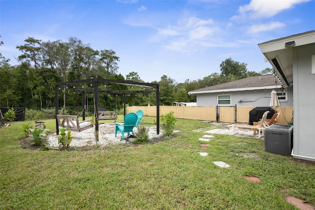 view of yard with a pergola