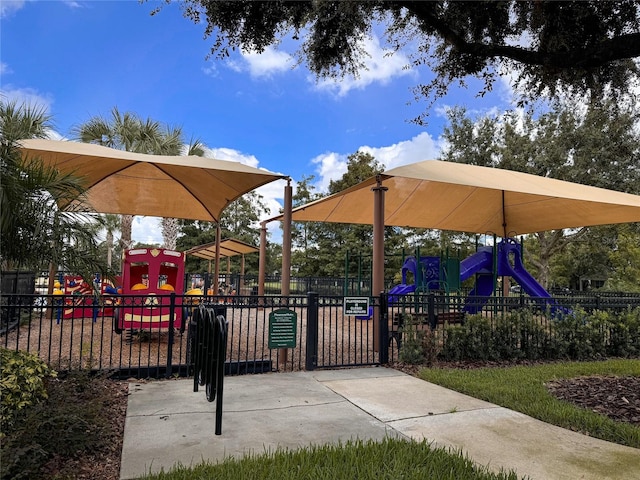 view of community with a playground