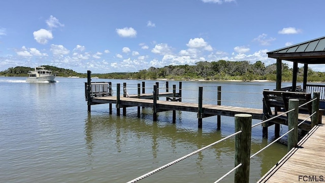 dock area with a water view