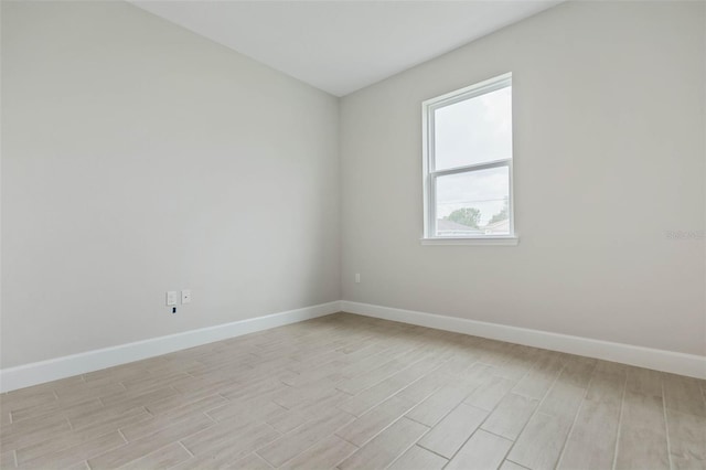 empty room with light wood-type flooring