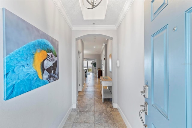 hallway with crown molding