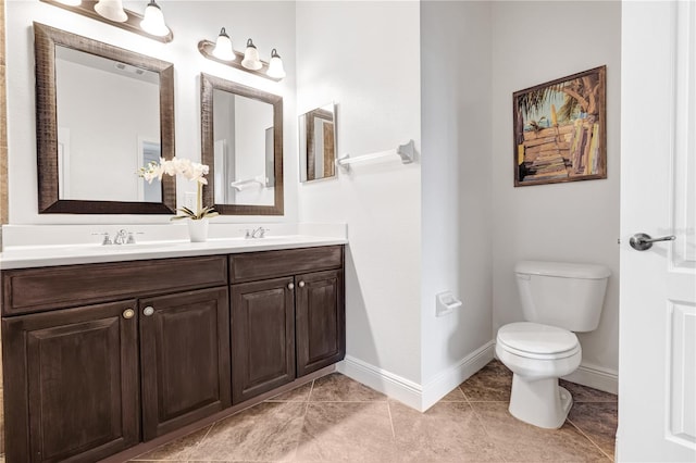 bathroom featuring vanity, toilet, and tile patterned floors