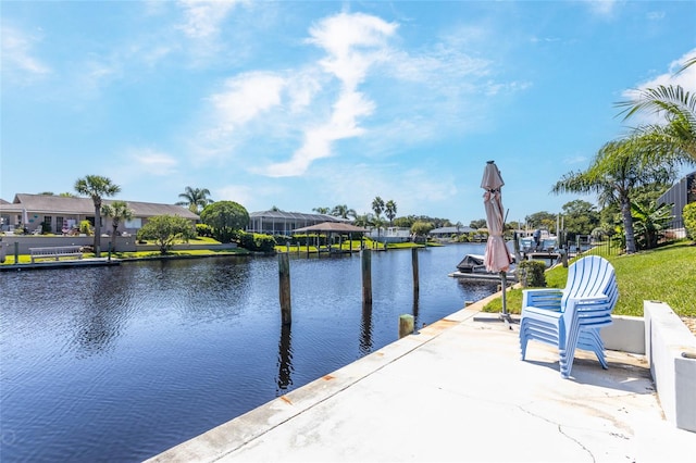 view of dock featuring a water view