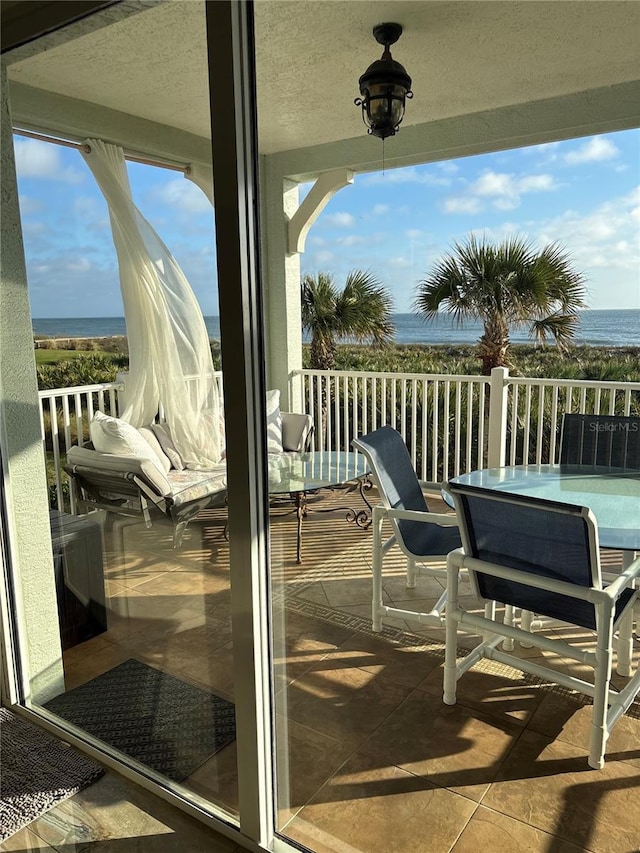 balcony with a water view