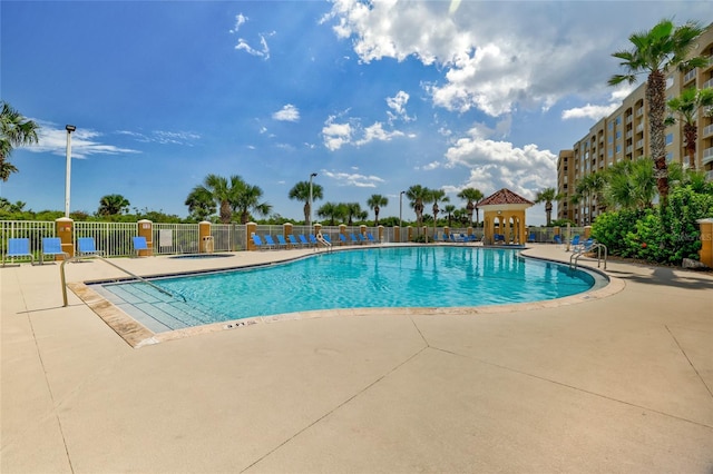 view of pool featuring a patio area