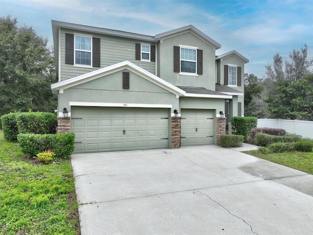 view of front of house with a garage