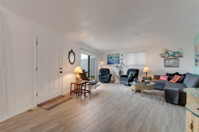 living room featuring light wood-type flooring