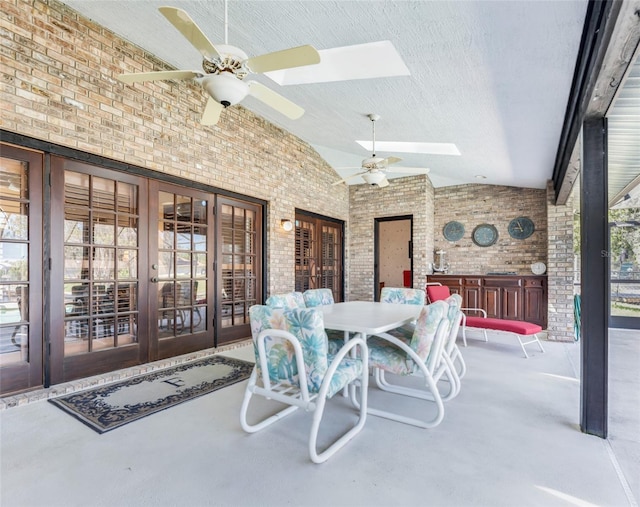 view of patio with ceiling fan and french doors