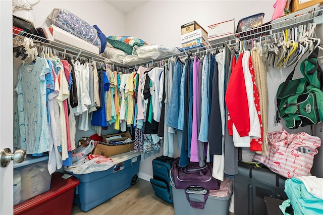 walk in closet featuring hardwood / wood-style floors