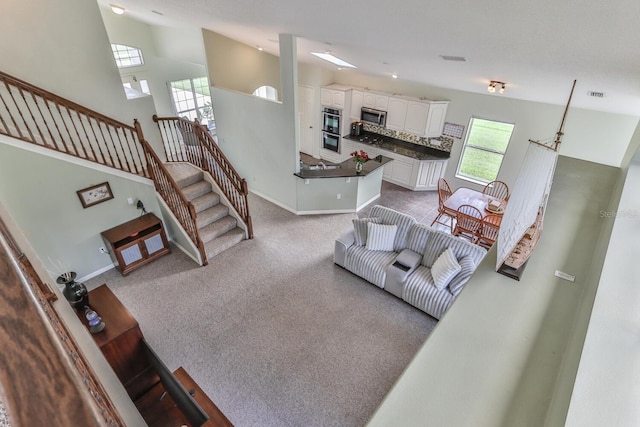 living room with carpet