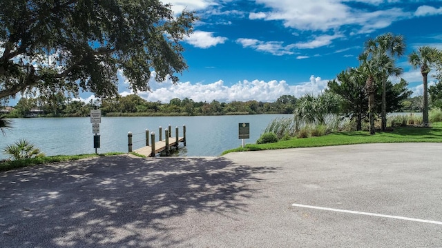 view of dock featuring a water view