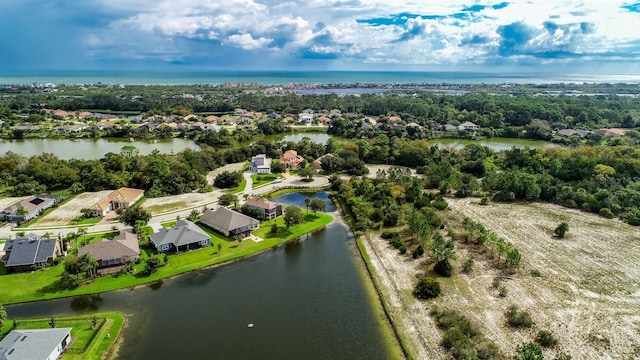 bird's eye view featuring a water view