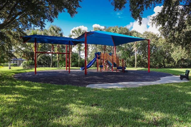 view of playground featuring a yard