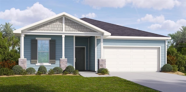 view of front of home with a garage and a front yard