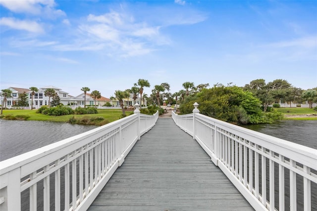 dock area with a water view