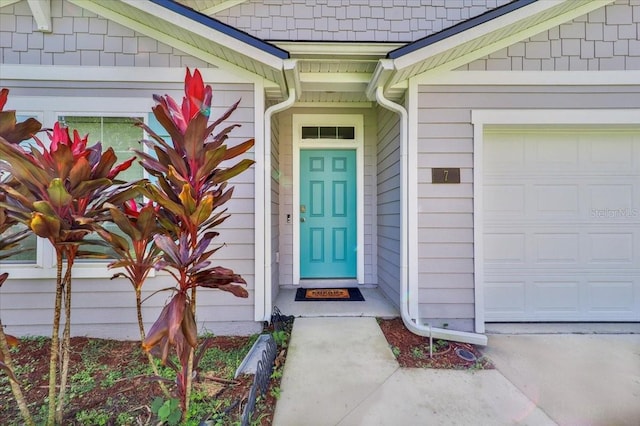 entrance to property with a garage