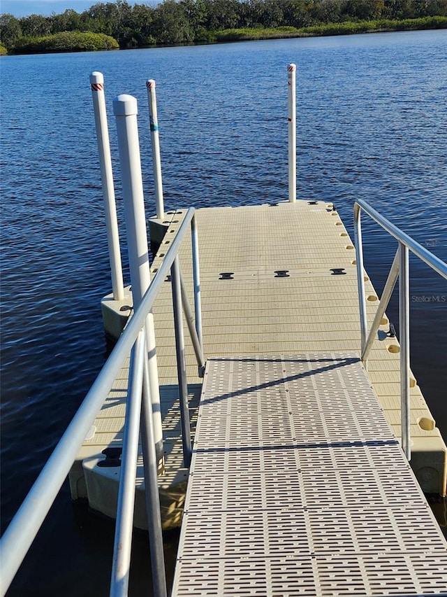 dock area featuring a water view