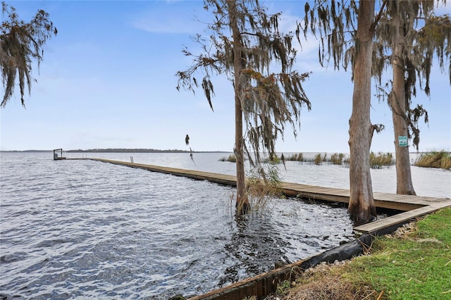 view of dock featuring a water view