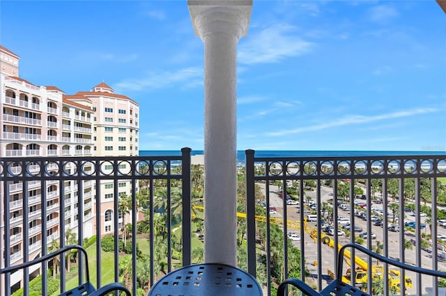 balcony with a water view