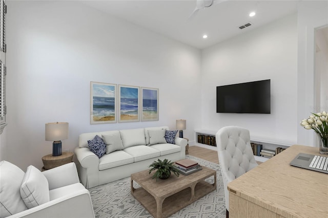 living room featuring light hardwood / wood-style floors