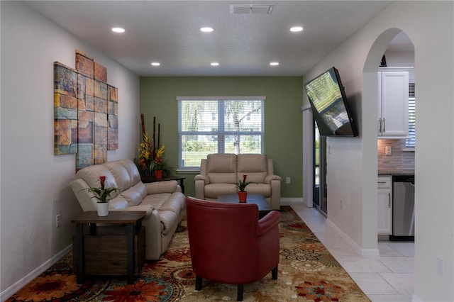 view of tiled living room