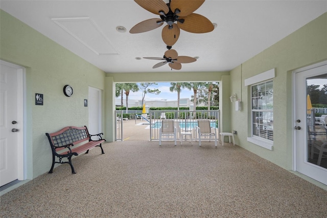 view of patio with ceiling fan