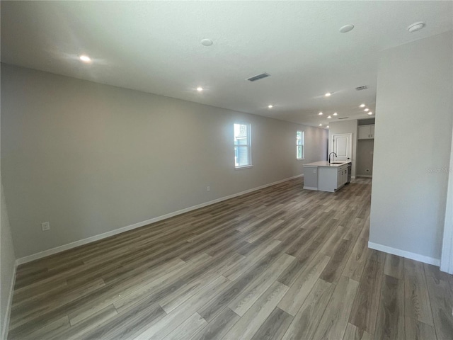 interior space with wood-type flooring and sink